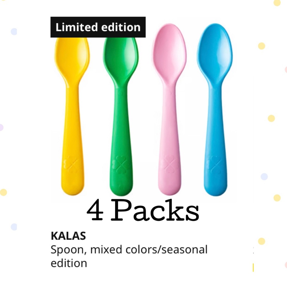 KALAS Mixed Color Plastic Spoon Set - Yellow, Green, Pink, Blue